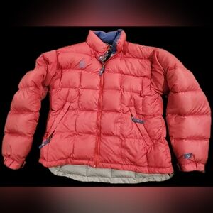 Isis Puffer Jacket Women's SIZE 14 Red Goose Down Full Zip Quilted Winter Red